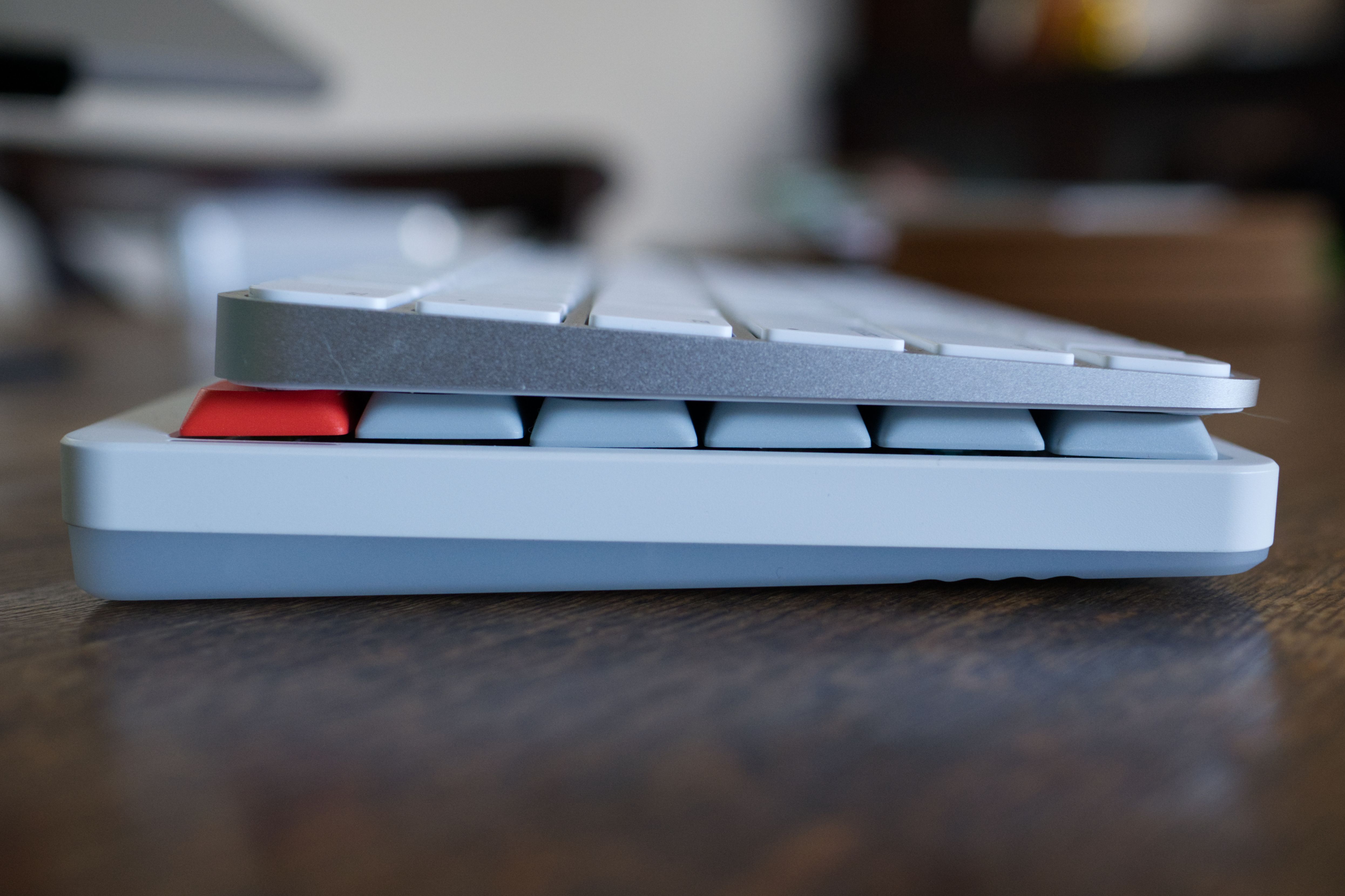 Apple Magic Keyboard stacked on top of a NuPhy Air75 V2