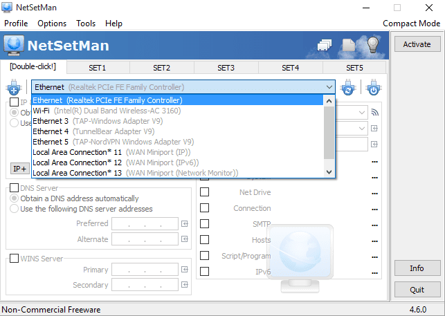 select your connected network