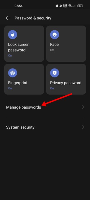 Manage Passwords