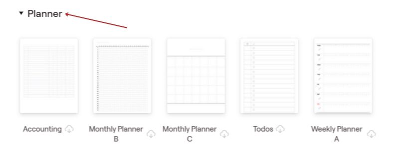 The Planner page in Goodnotes, with a few different views visible.