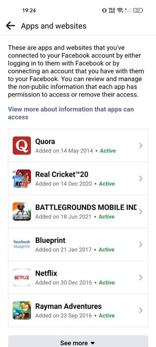 see all connected apps