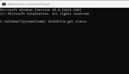 wmic diskdrive get status