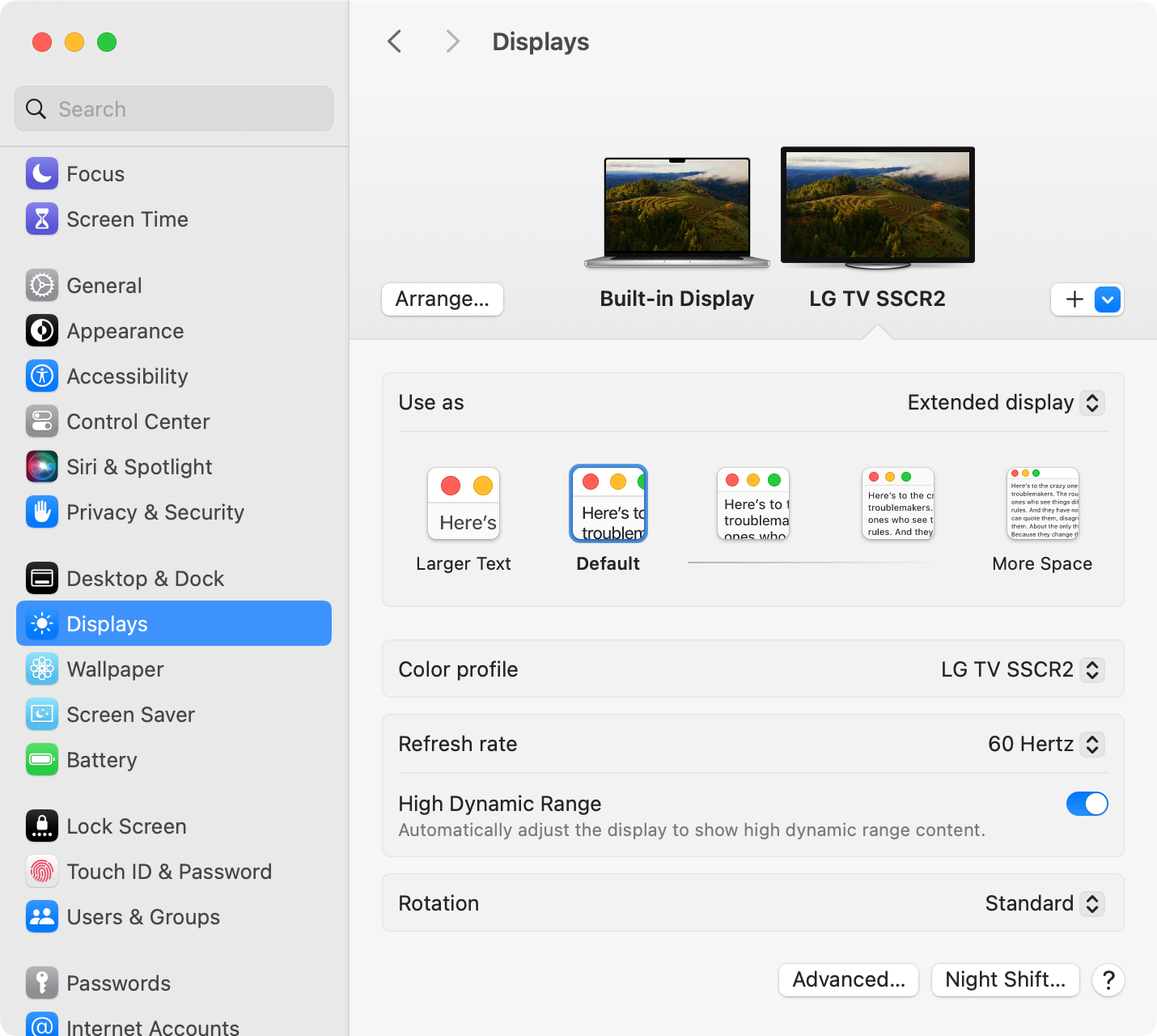 Configure an external display using macOS.