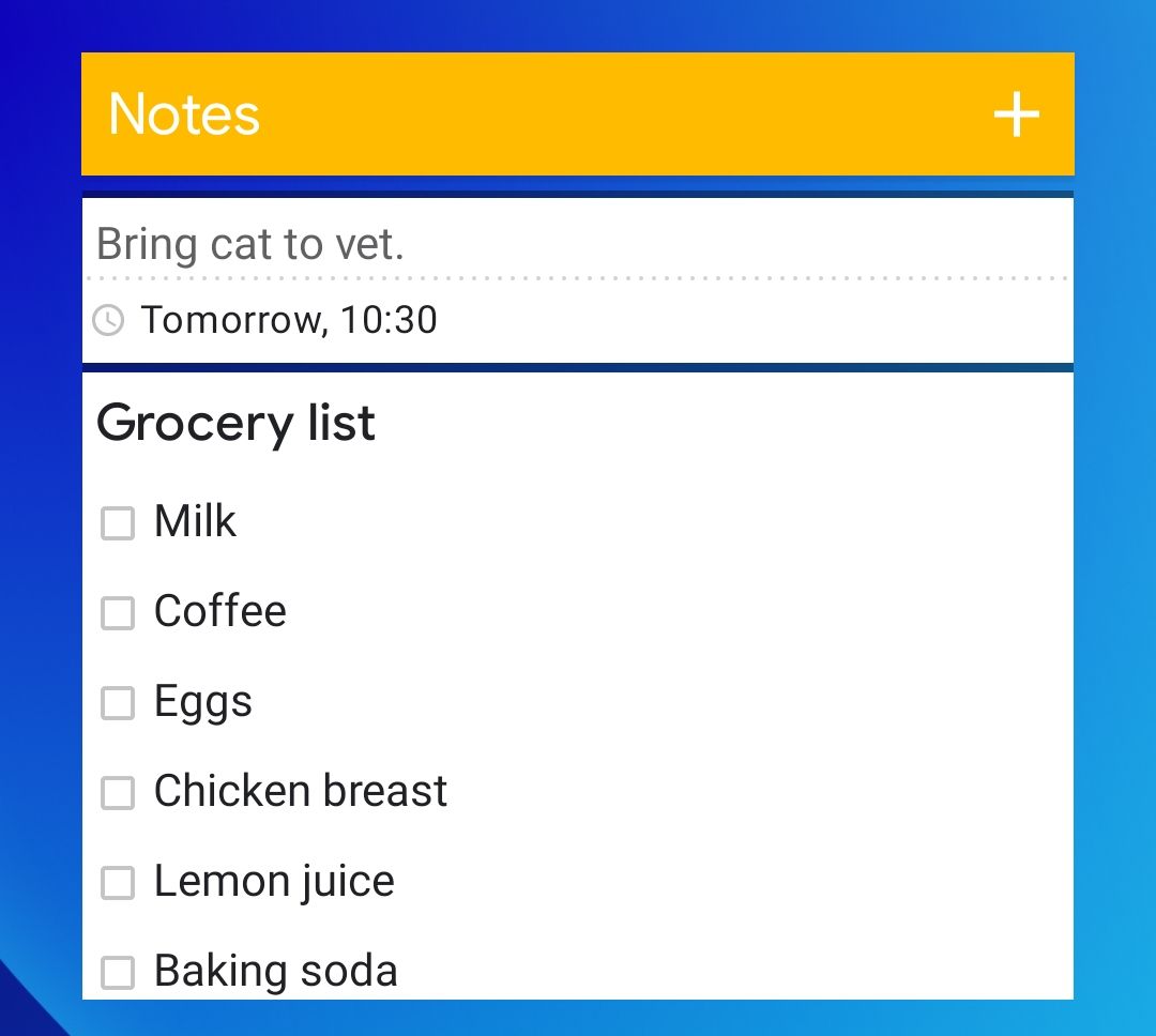 Google Keep Widget.