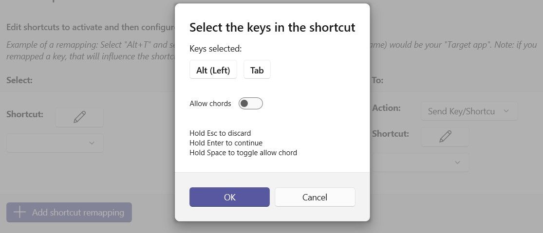 Selecting ALT+Tab key in PowerToys