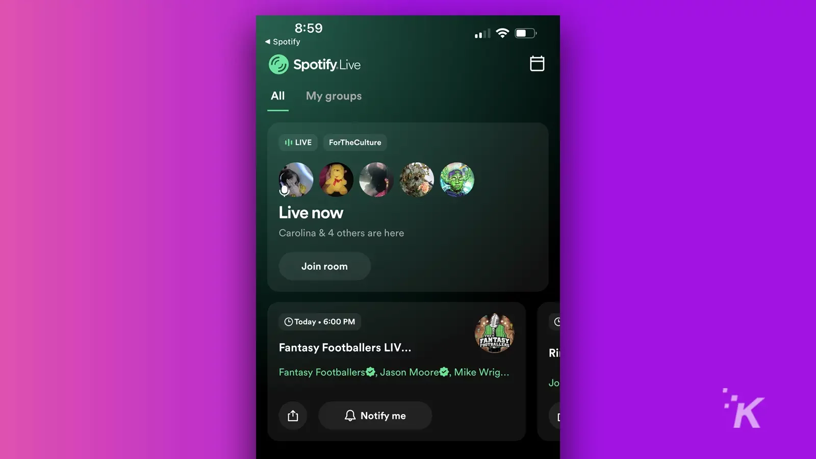 spotify live homescreen