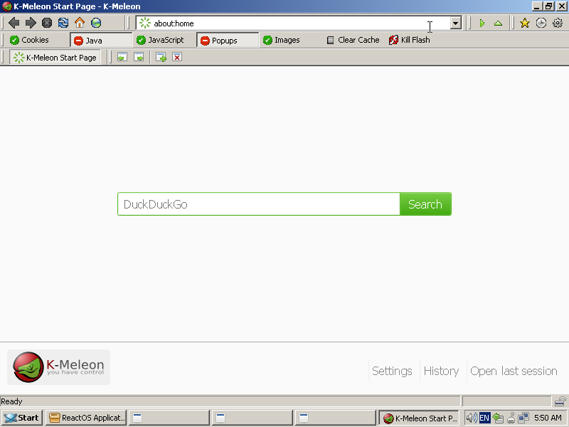 K-meleon running on ReactOS.
