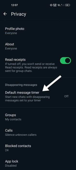 Default message timer