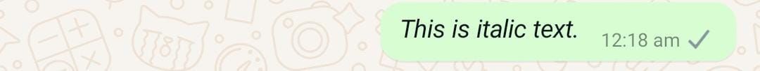 Italic text in WhatsApp