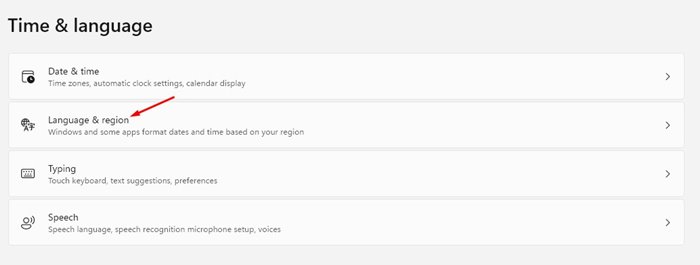 Click on the Language & region