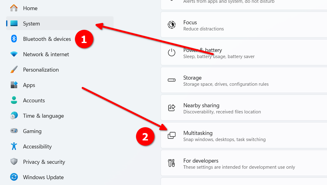 Different Windows System settings being displayed