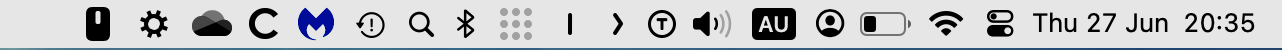 A messy macOS menu bar.