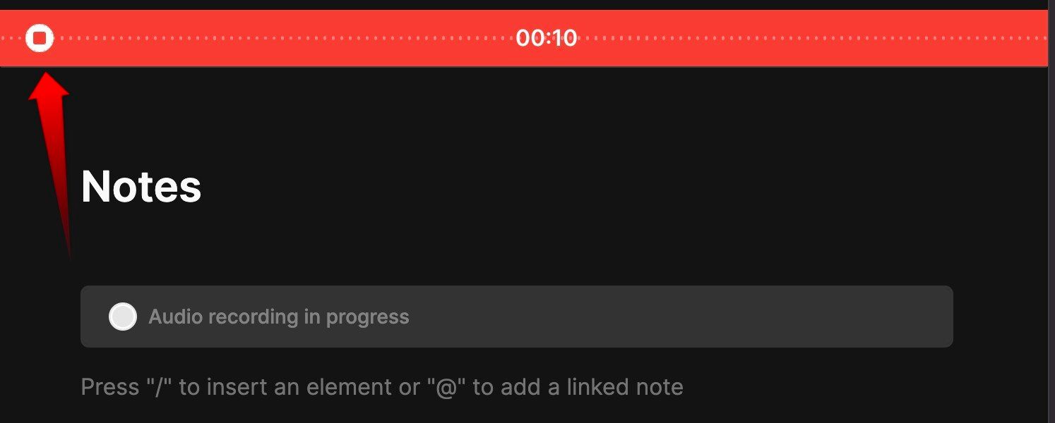 Recording a voice memo in Evernote.