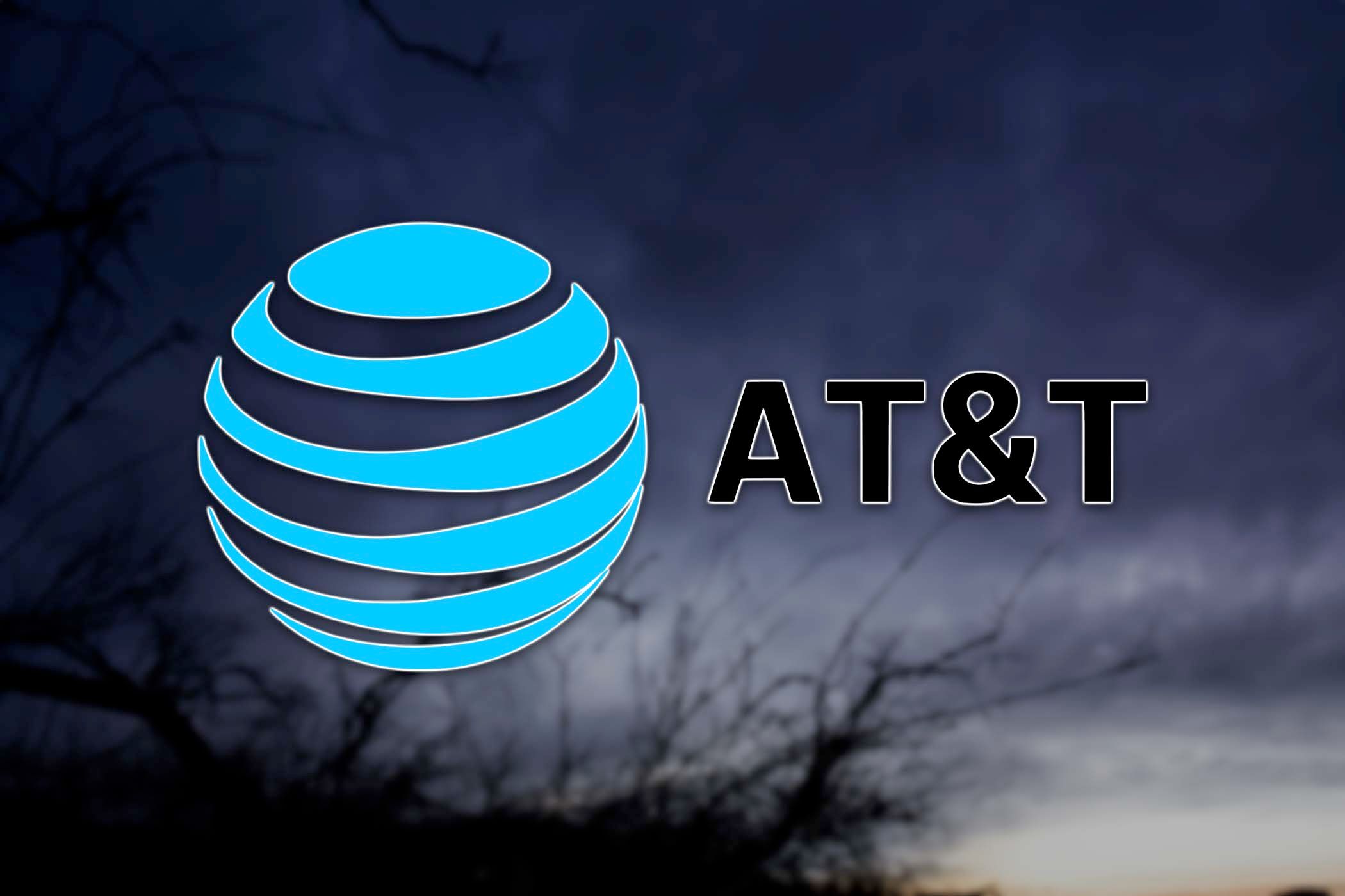 AT&T logo over a dark sky.