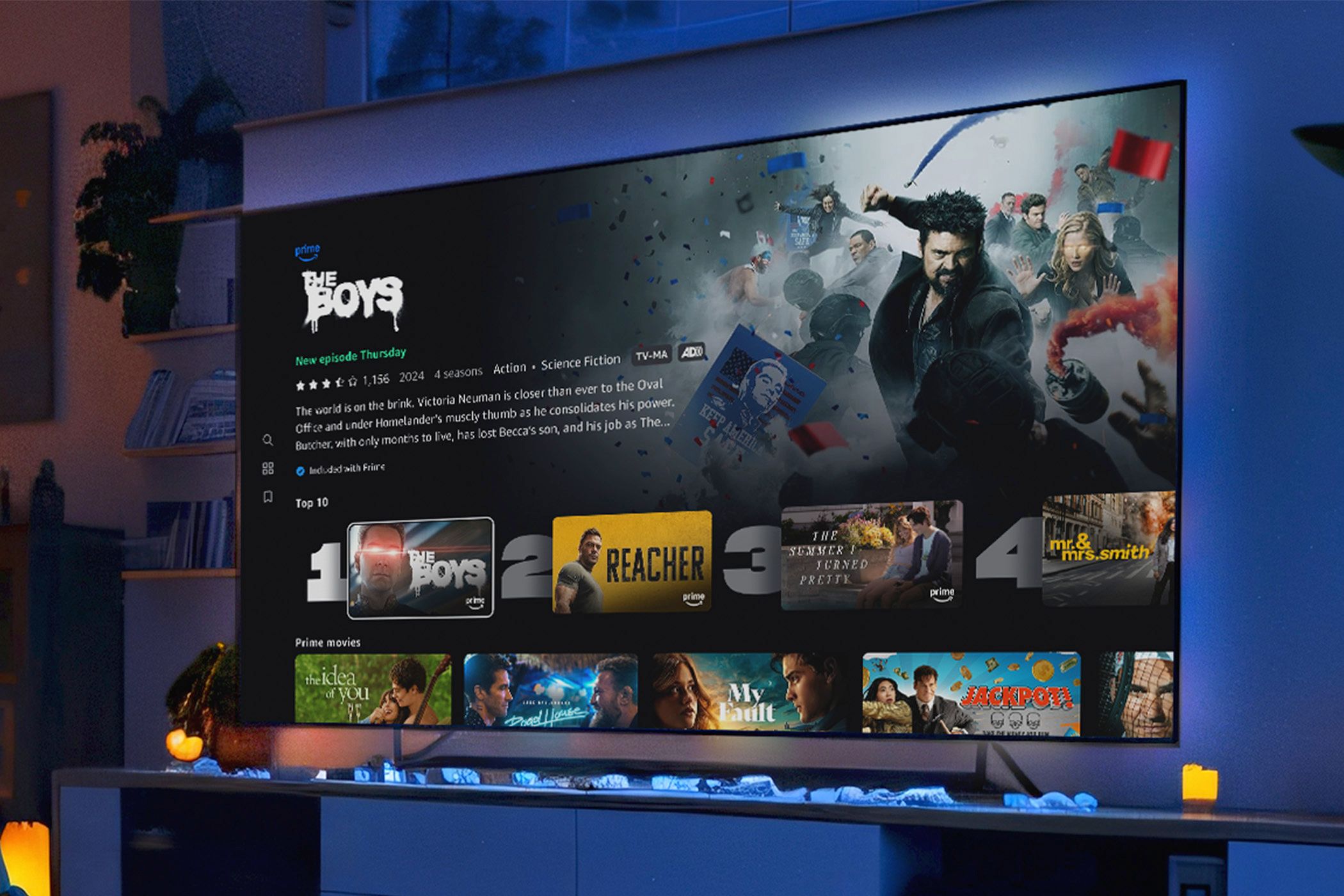 The redesigned Amazon Prime Video app on a smart TV.