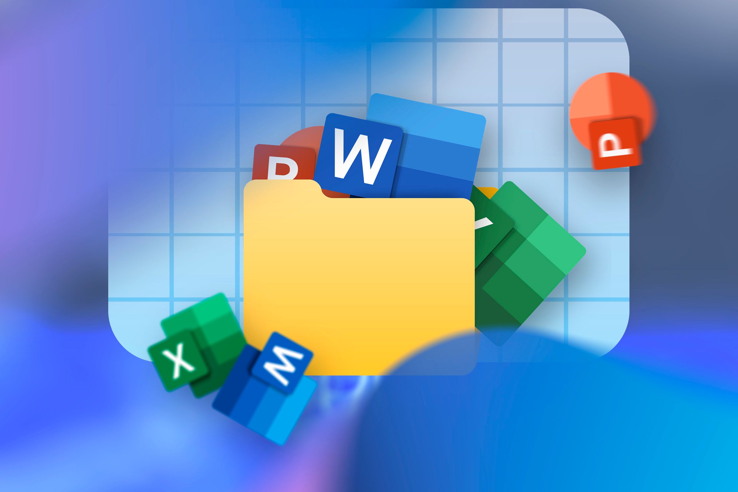 A folder with some Microsoft Office application icons.