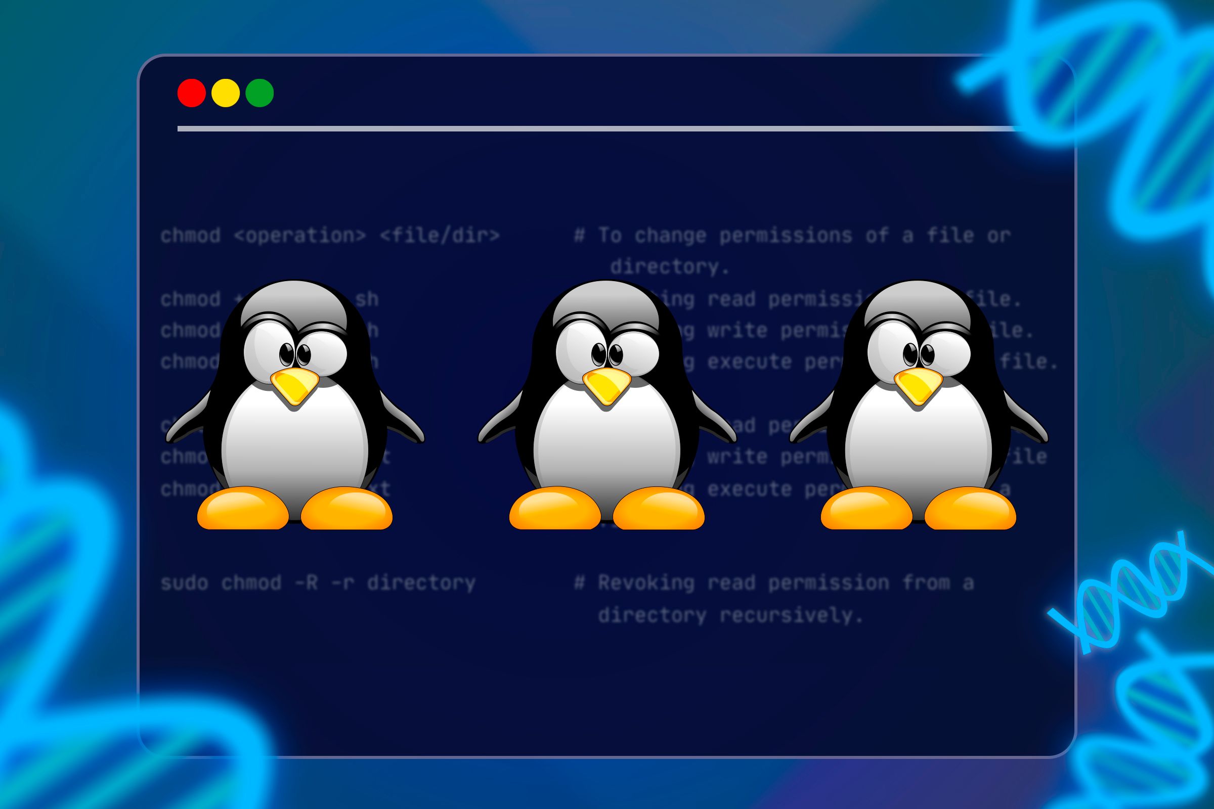 A Linux terminal with three Tux mascot and some Cloning icons.