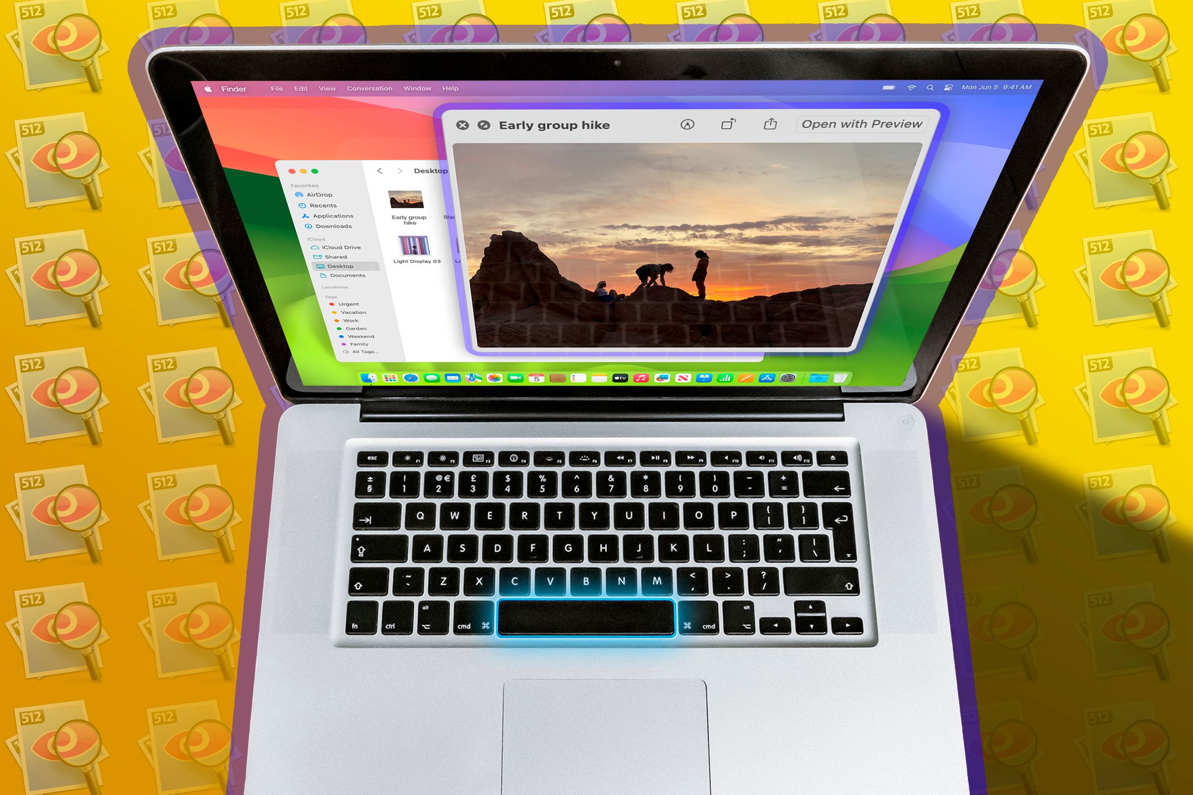 A MacBook with an image being previewed through Quick Look.