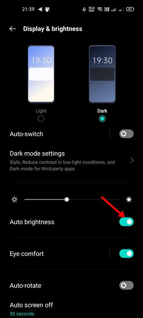 Turn On/Off the Adaptive Brightness