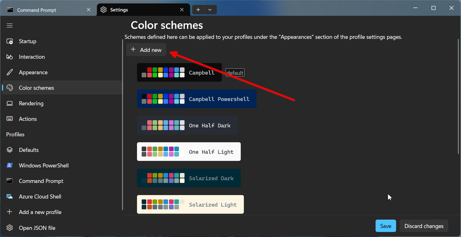 Adding a new color scheme to the Windows Terminal