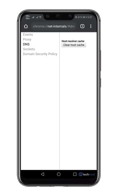 Tap on the 'Clear Cache' option