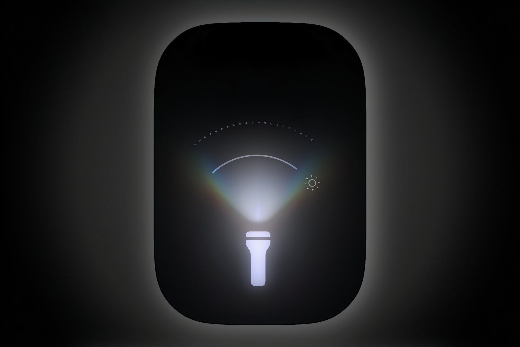 iOS 18's flashlight interface on an iPhone.