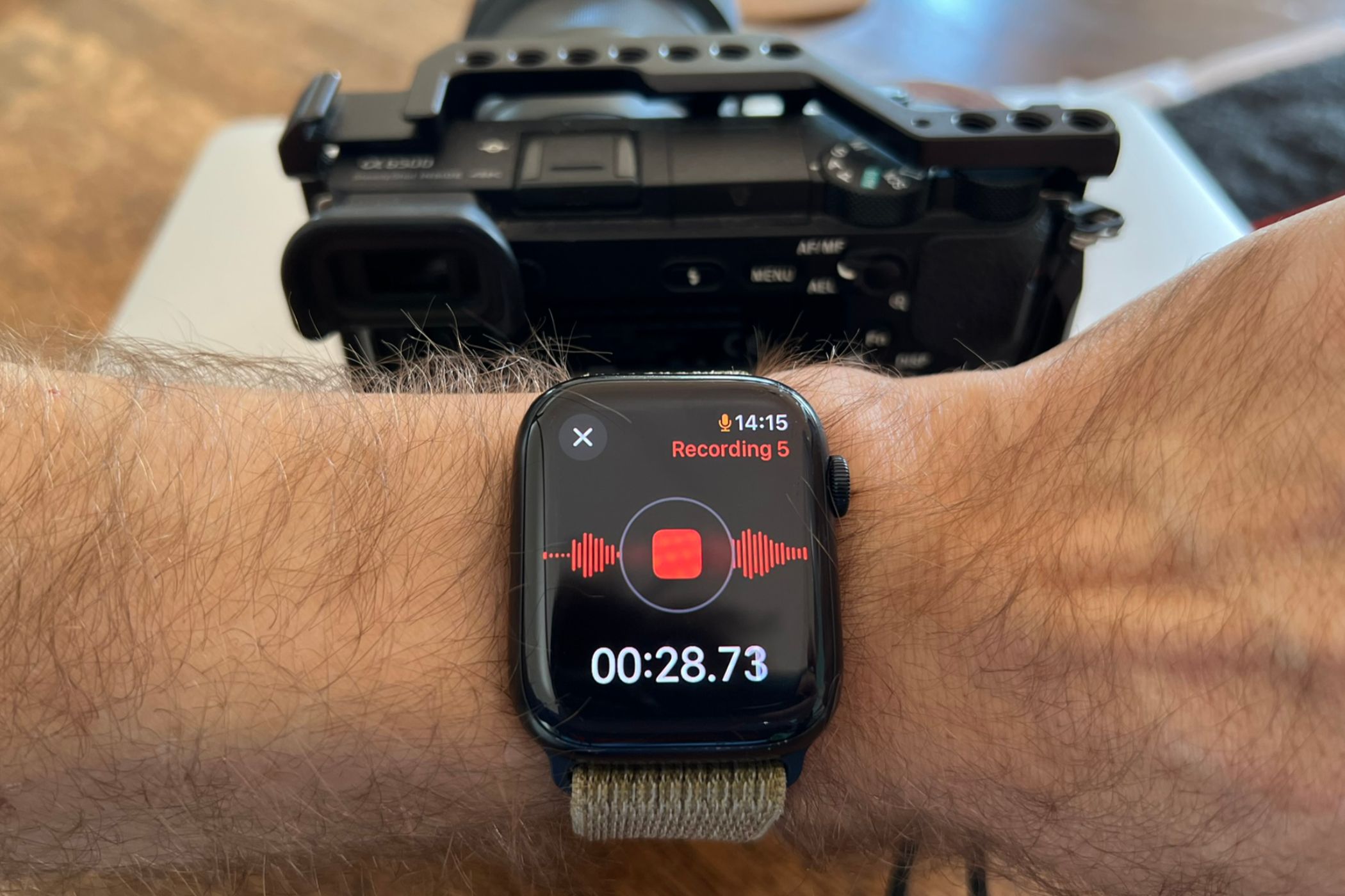 Apple Watch Voice Memos app recording.