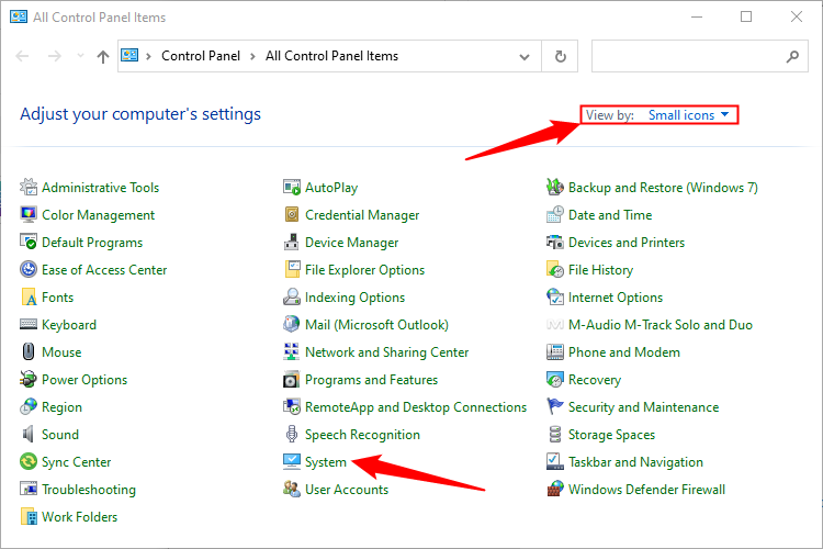 Click "System" in the Control Panel.