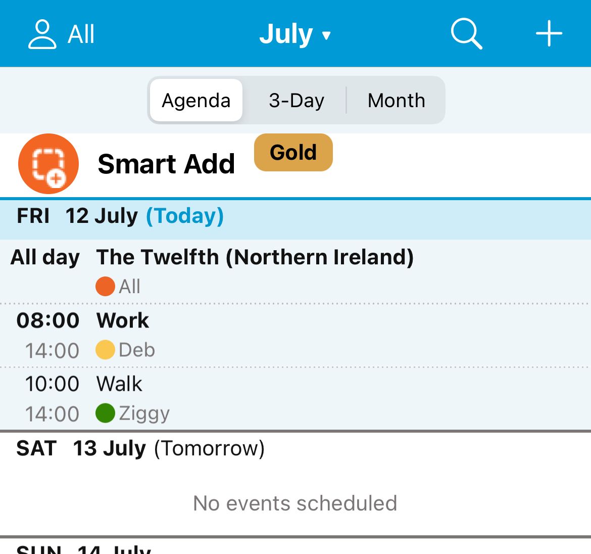 The Cozi Calendar user interface.