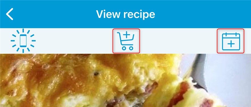 The recipe options in the Cozi app.