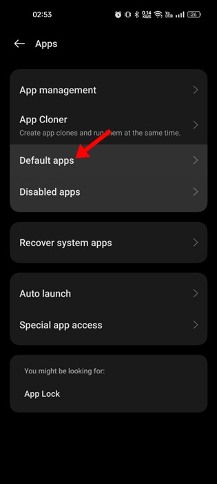 Default apps