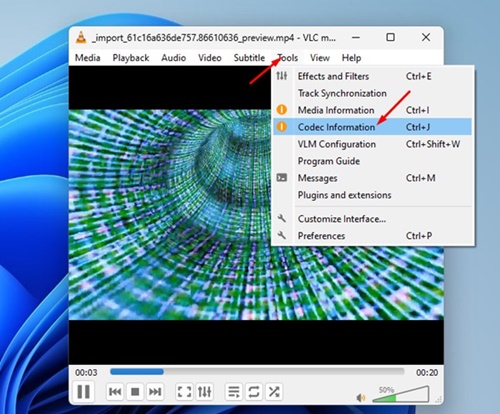 Tools > Codec Information