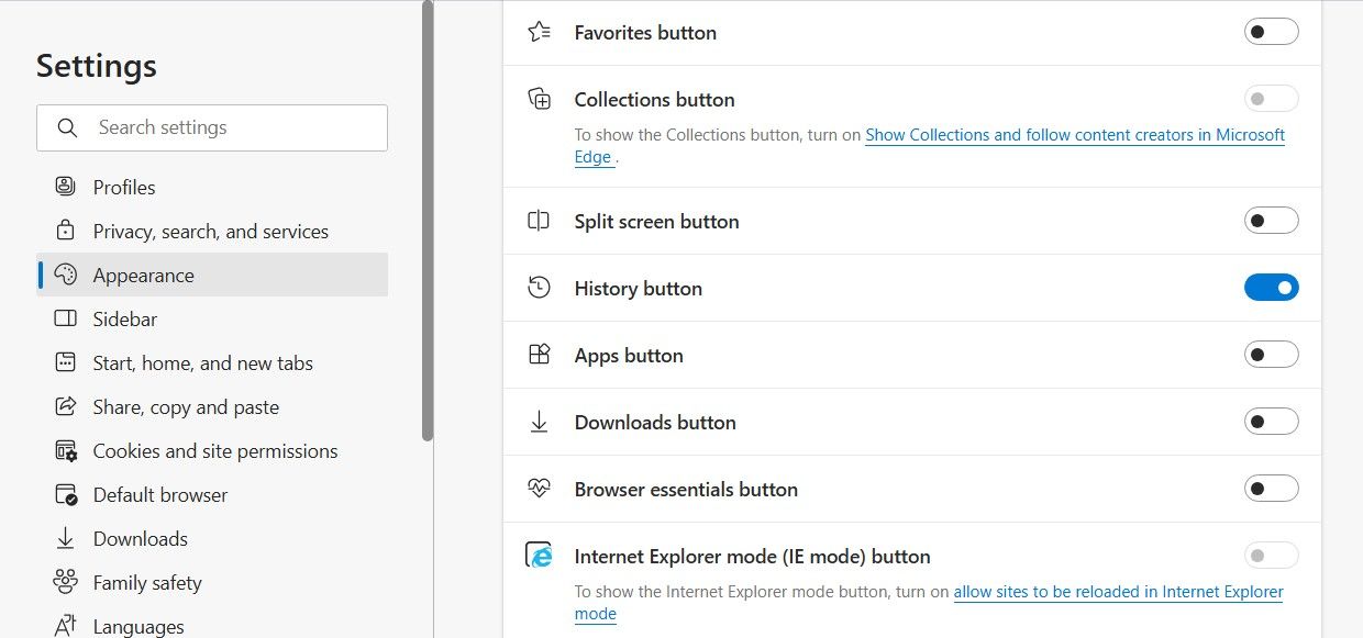 Favorites button in Edge.