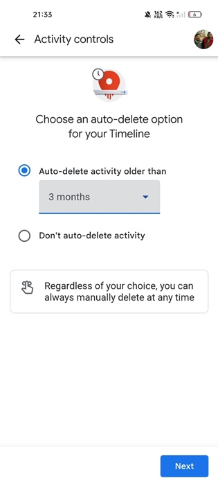 Auto-Delete timeline