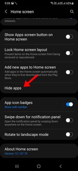 Hide apps