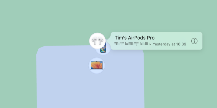 Last known location in Find My on Mac.