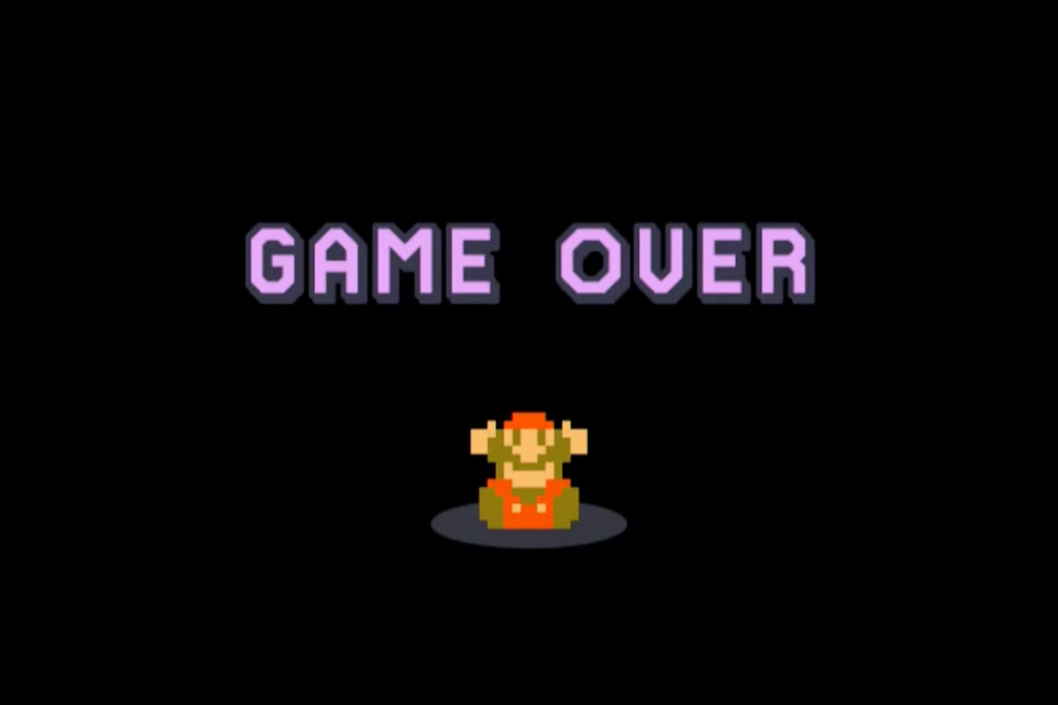 Super Mario Maker game over screen.