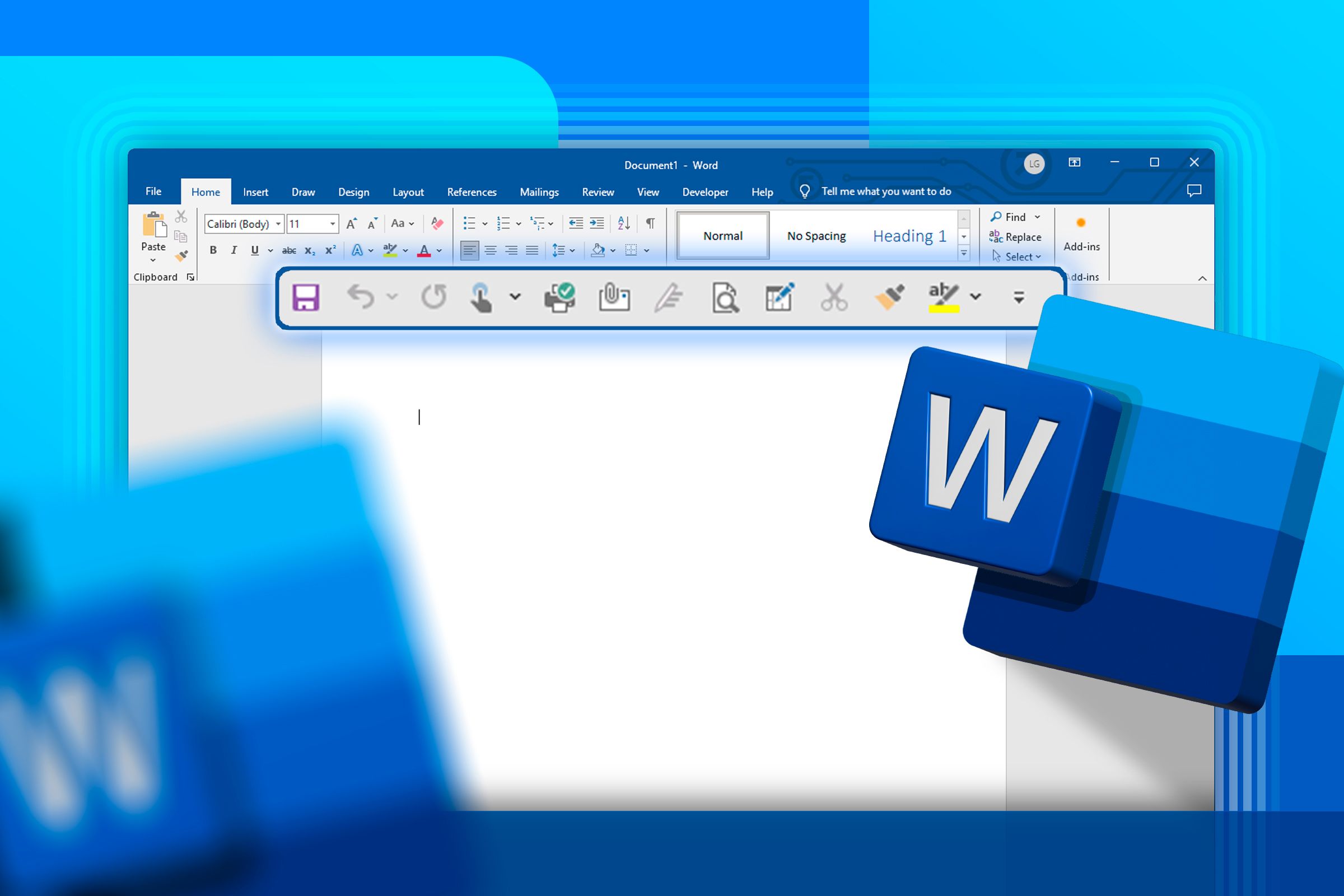 Microsoft Word featuring the Quick Access Toolbar.