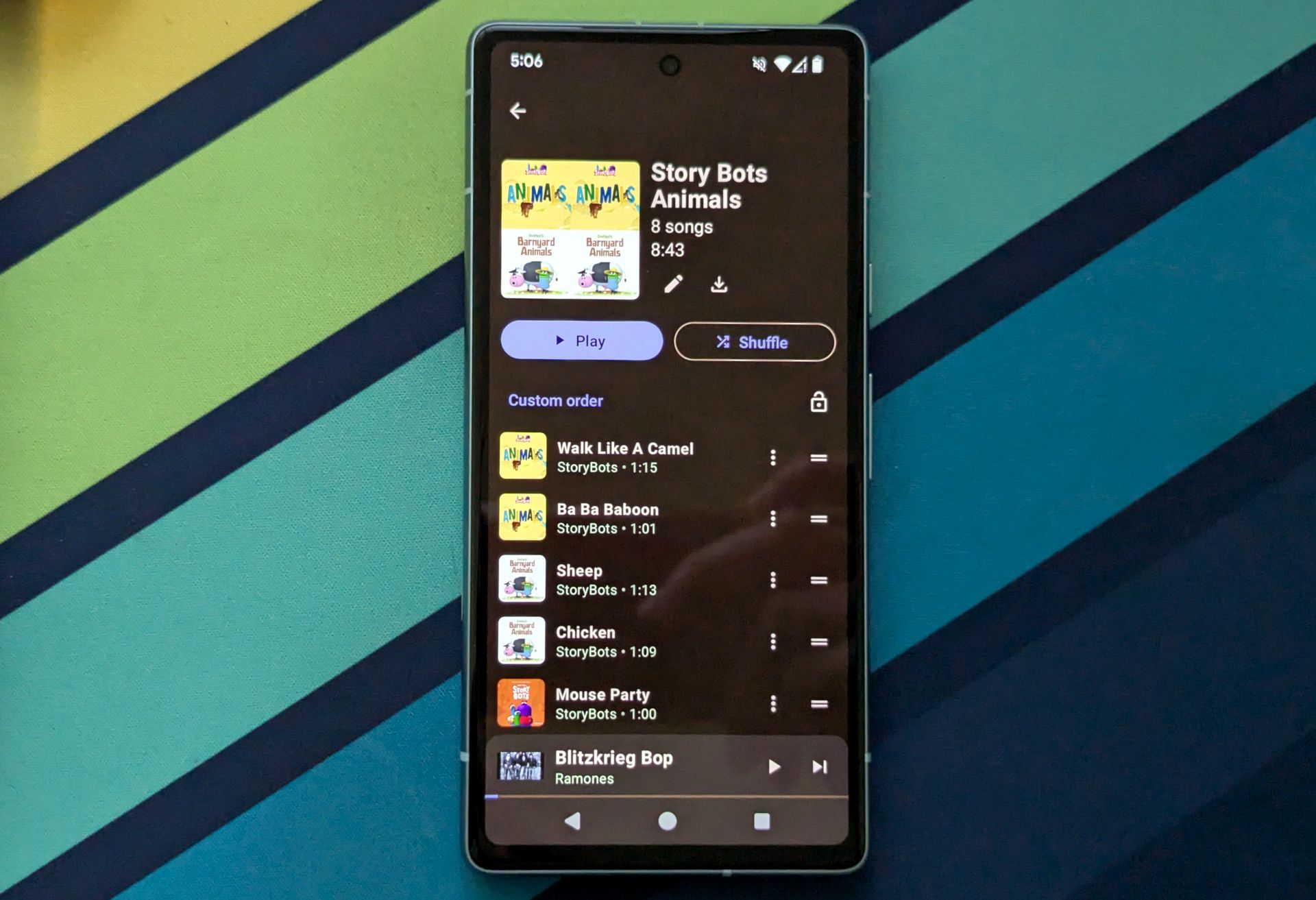 Music player on Android phone.