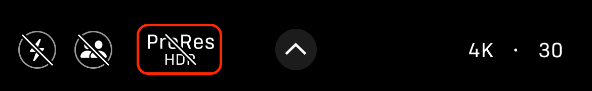 ProRes toggle in the iPhone Camera app.