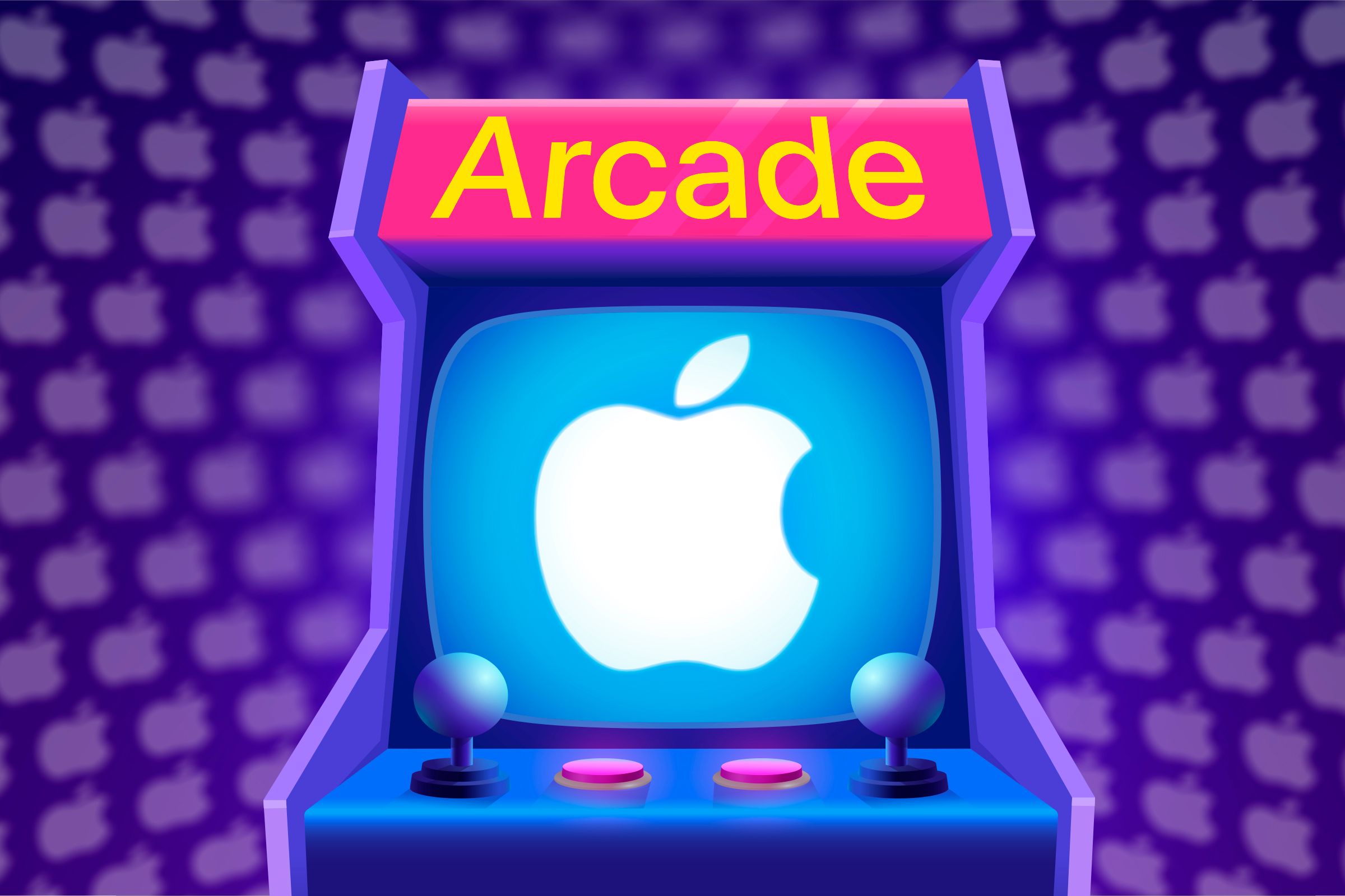 Retro arcade machine with Apple's logo