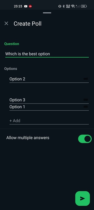 long press the option and change its order