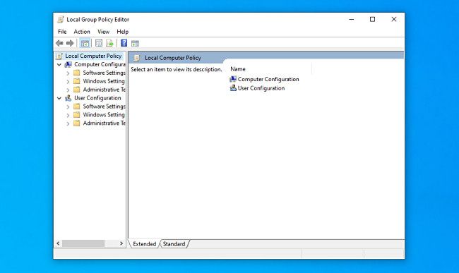 The Windows 10 Local Group Policy Editor Window