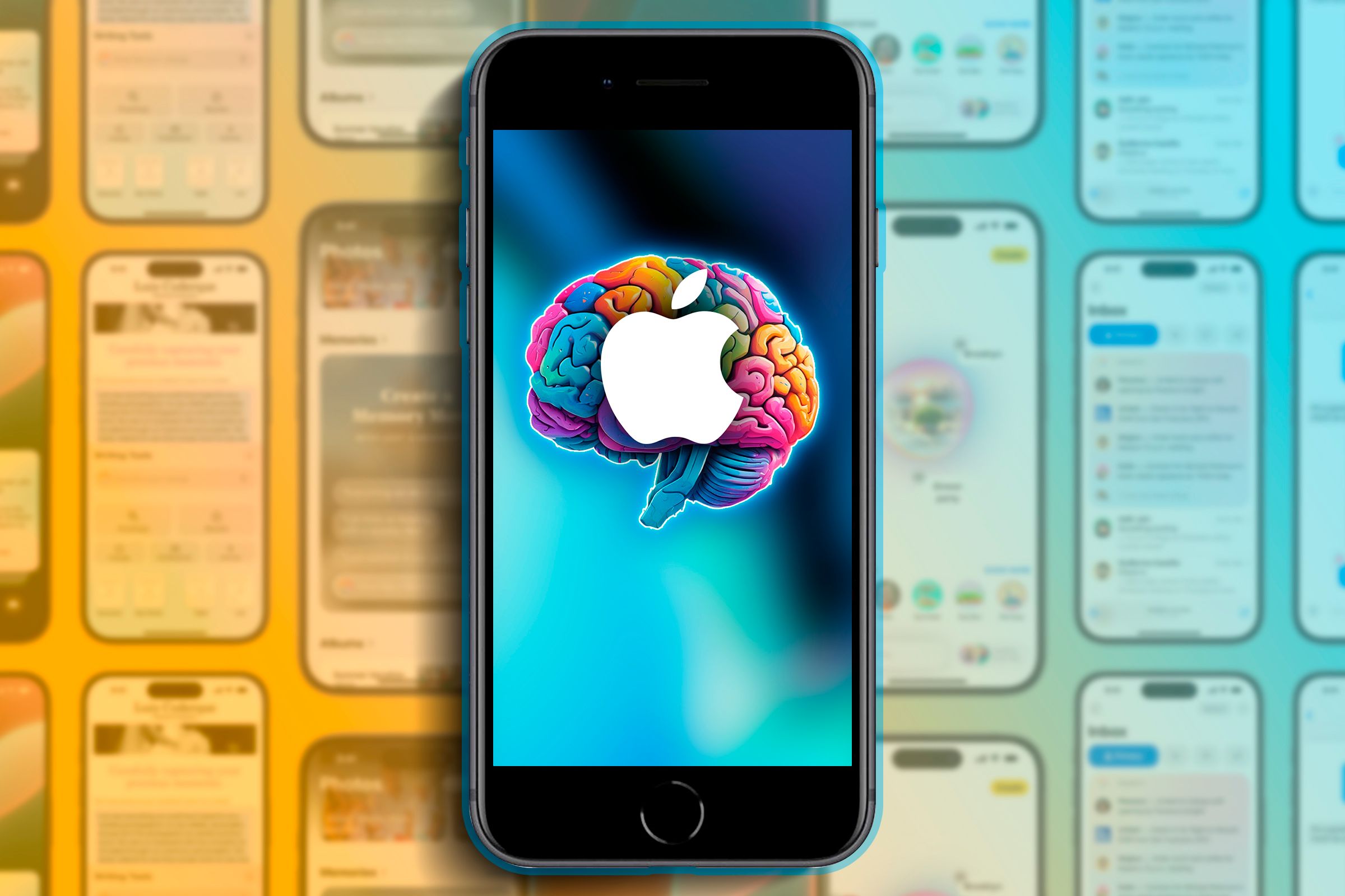 An Iphone 8 with an brain on the screen.