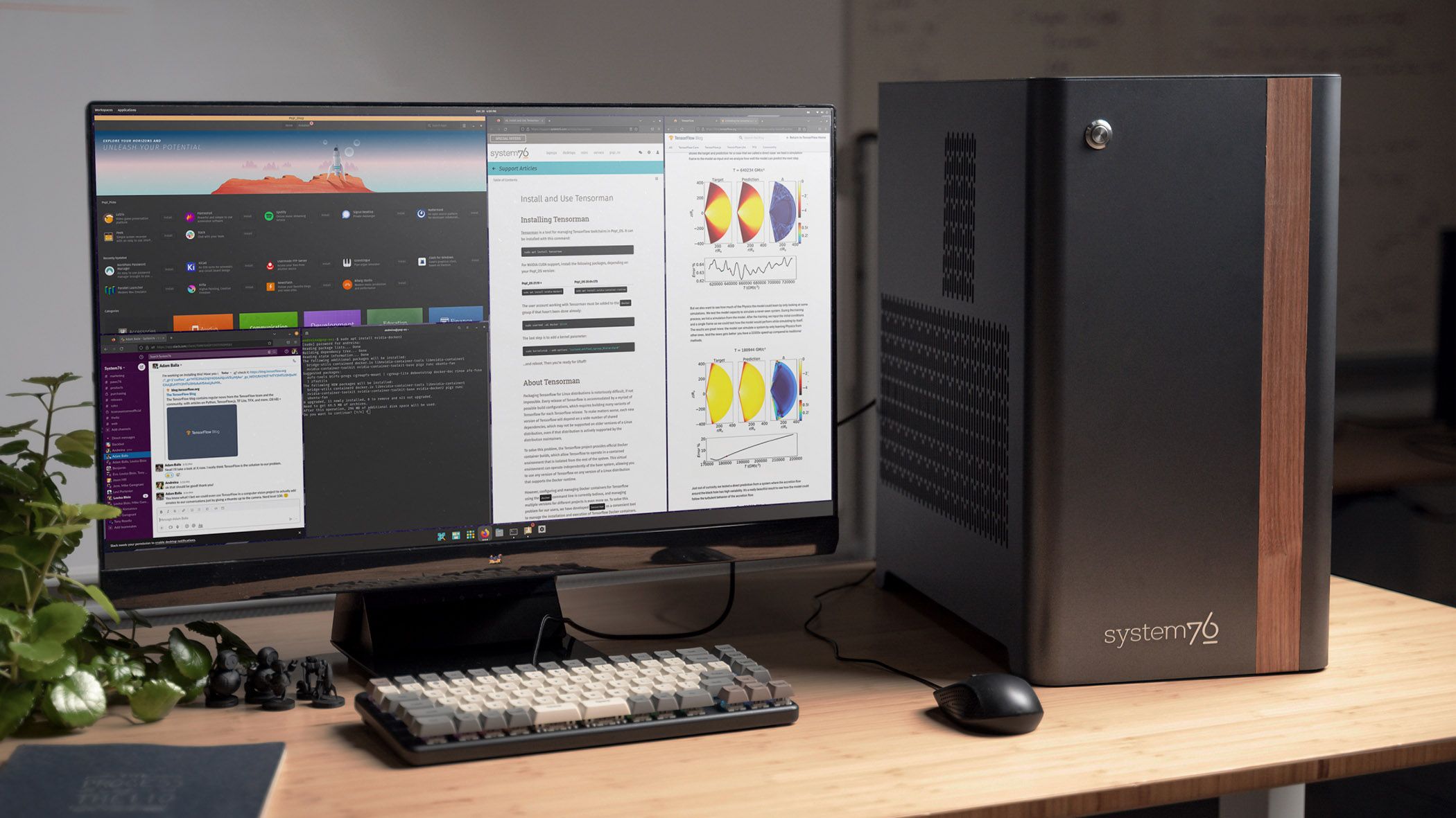 System76 Thelio Mega desktop with a monitor on a desk.