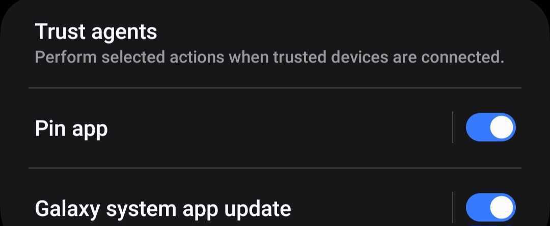 Turning on the Pin App feature in Android's settings.