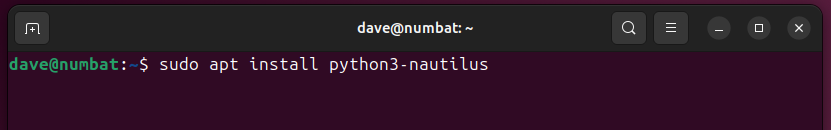 Installing the Nautilus python libraries, ina terminal window.