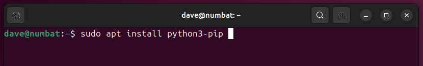 Installing the Python package manager, in a terminal widnow.