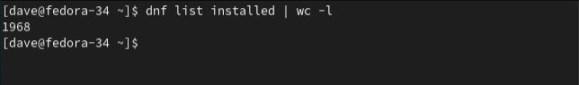 counting the installed apps with dnf and wc
