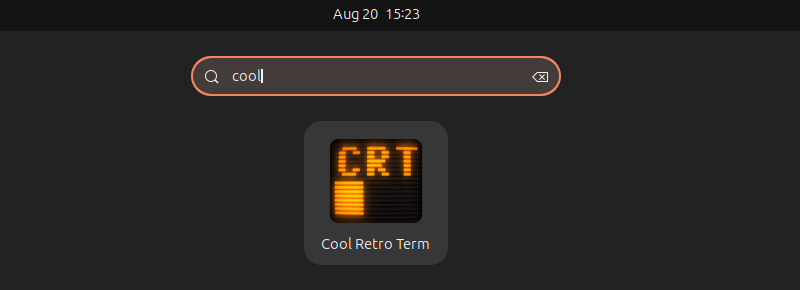 Searching for cool-retro-term in GNOME.